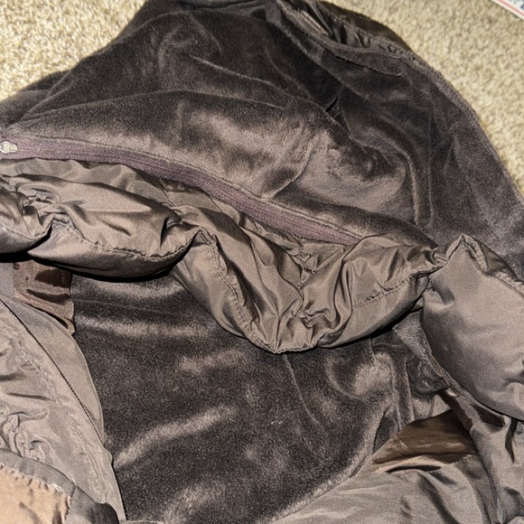 Apt 9 down-filled brown puffer coat w/removeable fur-lined hood (L) EUC! - Picture 4 of 13